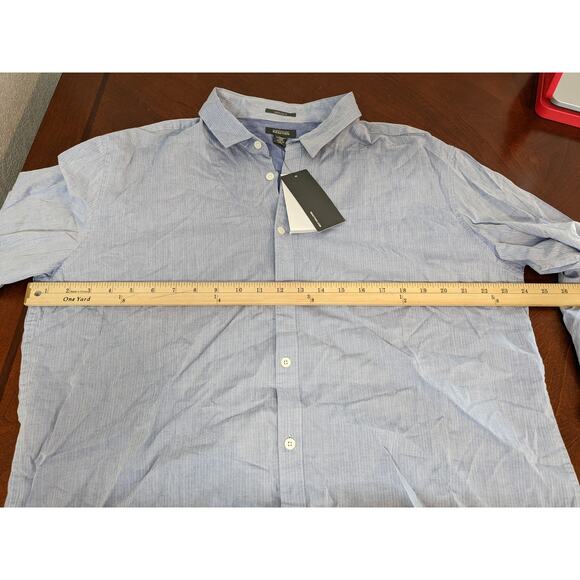 Kenneth Cole Dress Shirt XXL Blue Button Up Super Slim Collared Striped Workwear - Picture 8 of 11